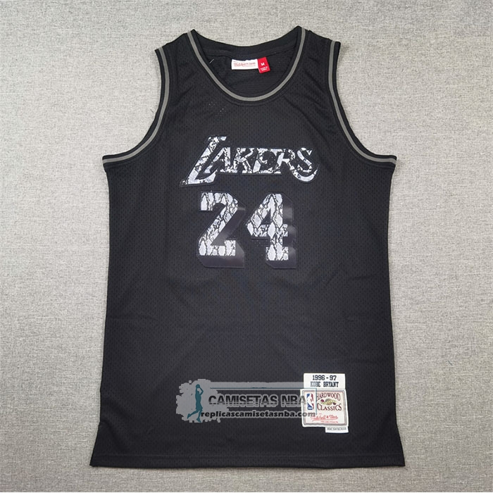 Camiseta Los Angeles Lakers Kobe Bryant NO 24 Swingman Mitchell & Ness 1996-97 Negro